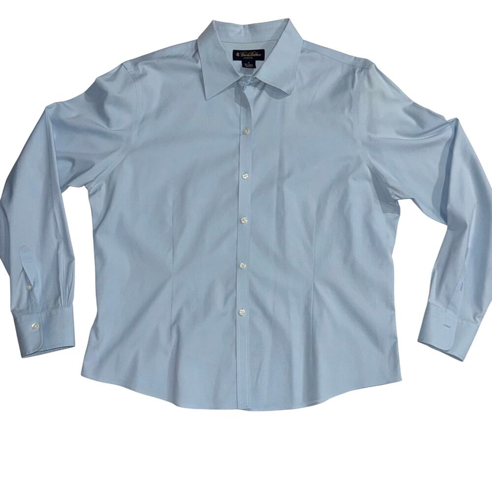 Brooks Brothers Stretch Fitted Button Down Light Blue Women’s Dress Shirt Sz 18